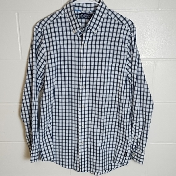 Chaps Navy and White Casual Button Down Shirt Long Sleeve - Picture 1 of 9